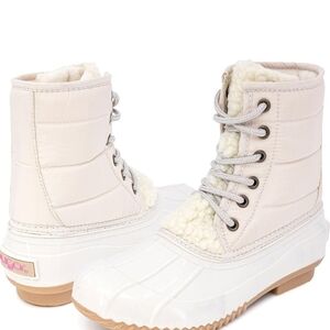 Sugar Cream and White Winter Boots